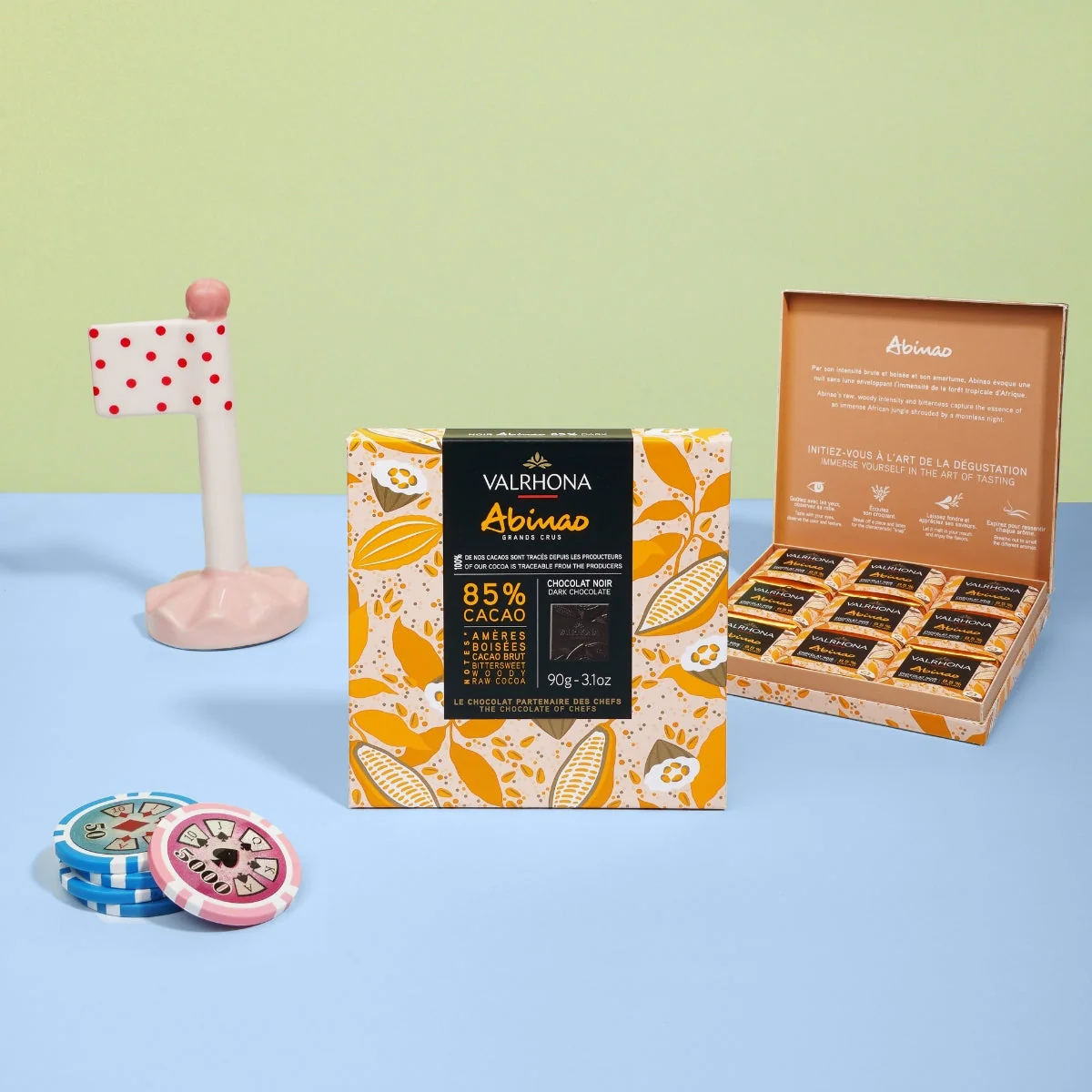 Gift Box of 18 Dark Chocolate Squares Abinao 85% - 3.1oz - Image 3