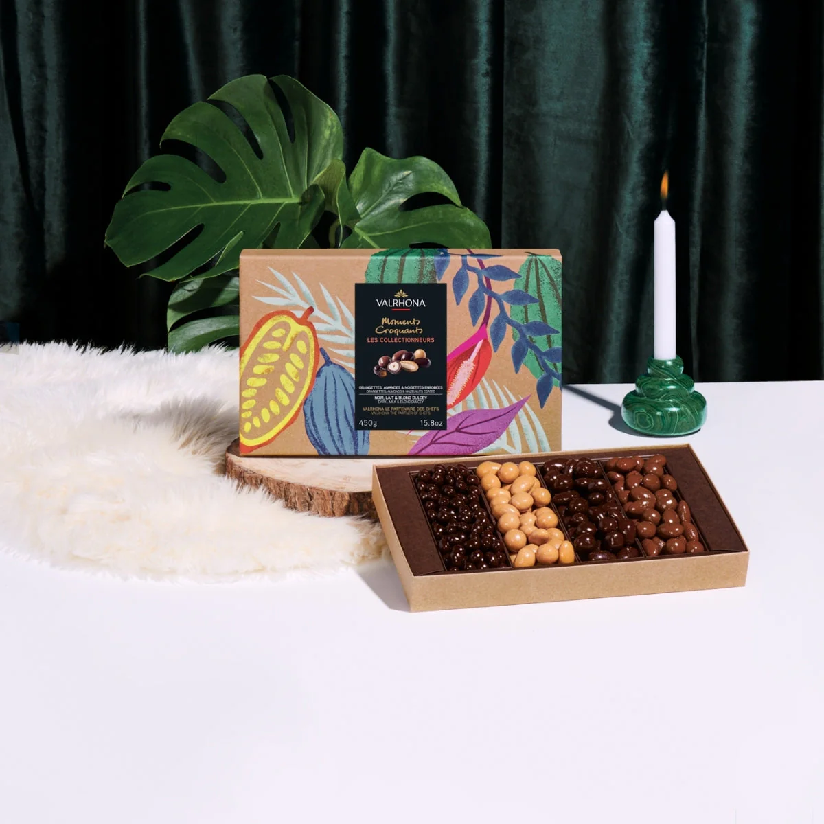 Box of Dark, Milk, Dulcey Chocolate-Covered Almonds, Hazelnuts and Orangettes - 15.8oz - Image 3