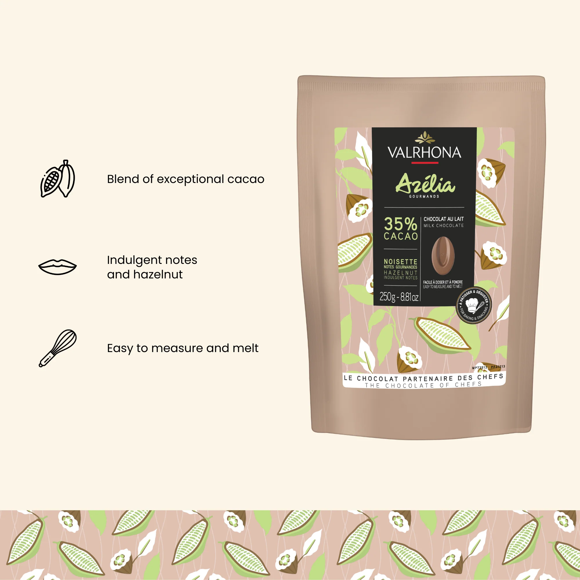 Milk Baking Chocolate Azélia 35% - 8.8oz - Image 3